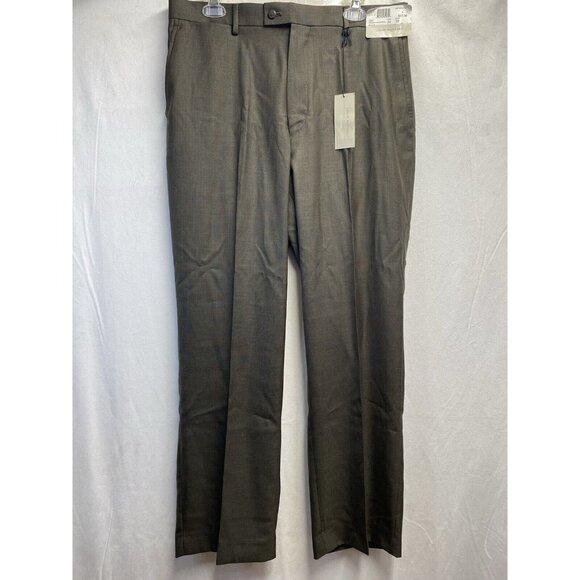 Louis Raphael Tailored Straight Leg Herringbone Dress Pants Men Green 34/30 New - Picture 1 of 16